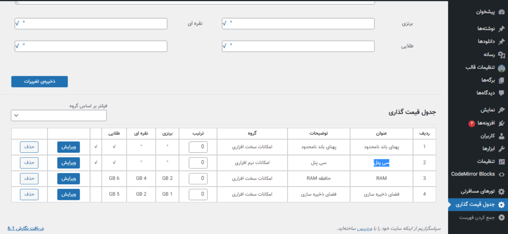 افزونه قیمت گذاری وردپرس وب بوکی